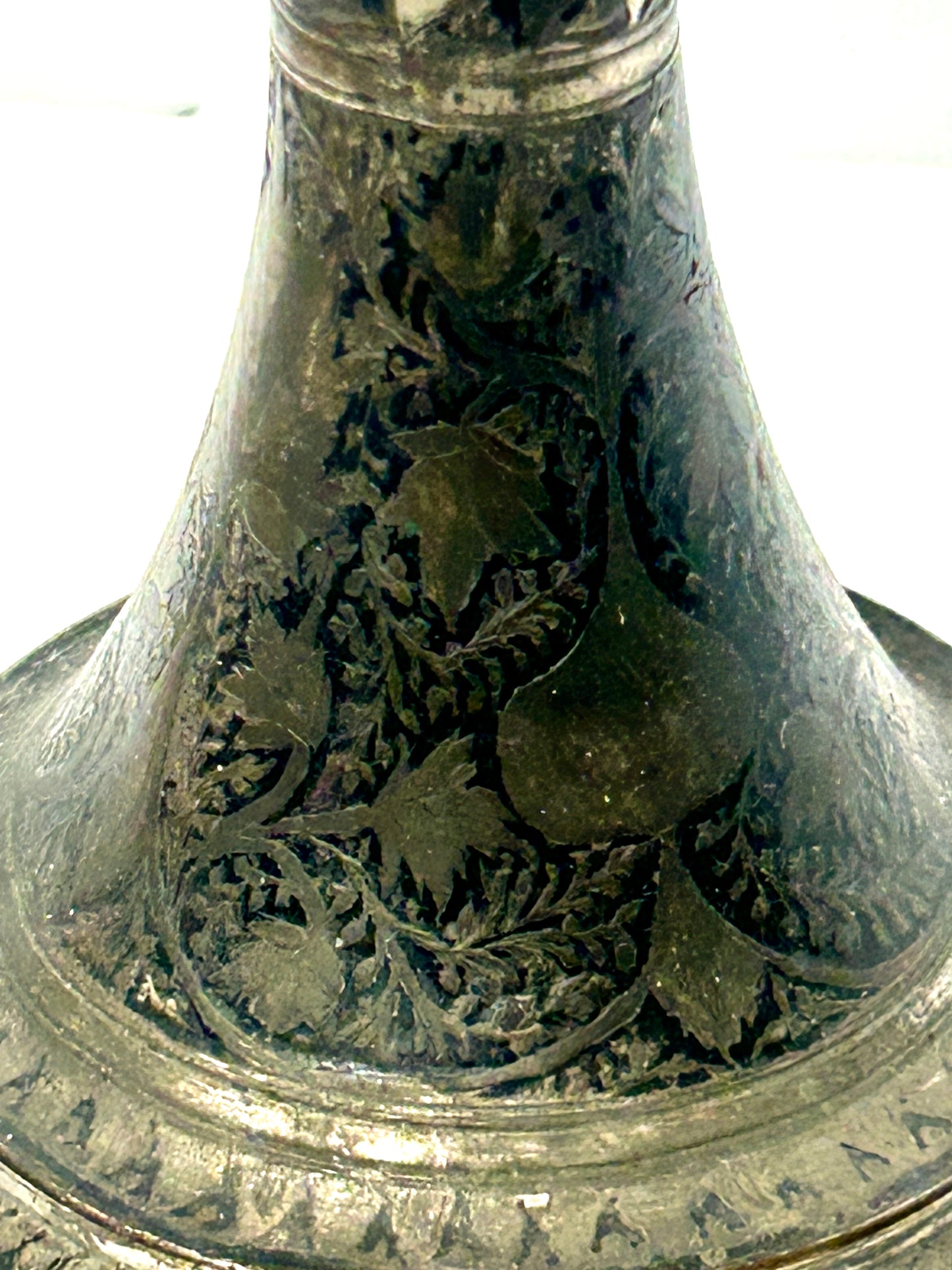 PERSIAN 1800'S QAJAR KUFI INLAID METAL VASE