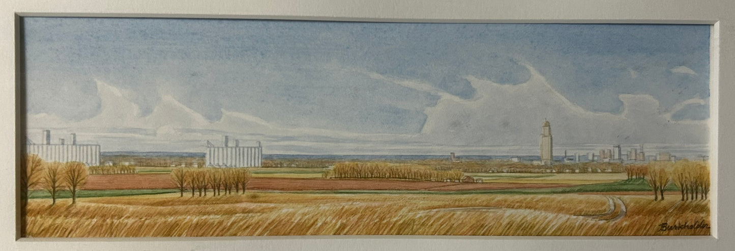 ANNE BURKHOLDER "HORIZON 740" LINCOLN SKYLINE WATERCOLOR