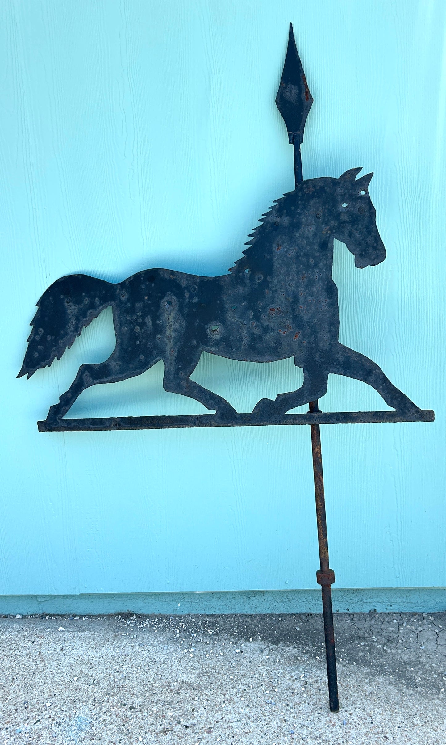 EARLY LARGE HAND FORGED WEATHER VANE OF HORSE