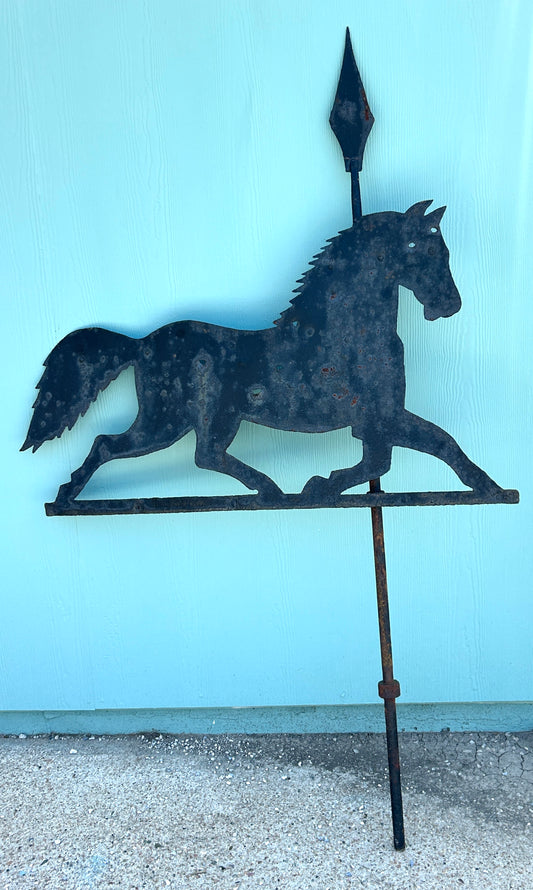 EARLY LARGE HAND FORGED WEATHER VANE OF HORSE