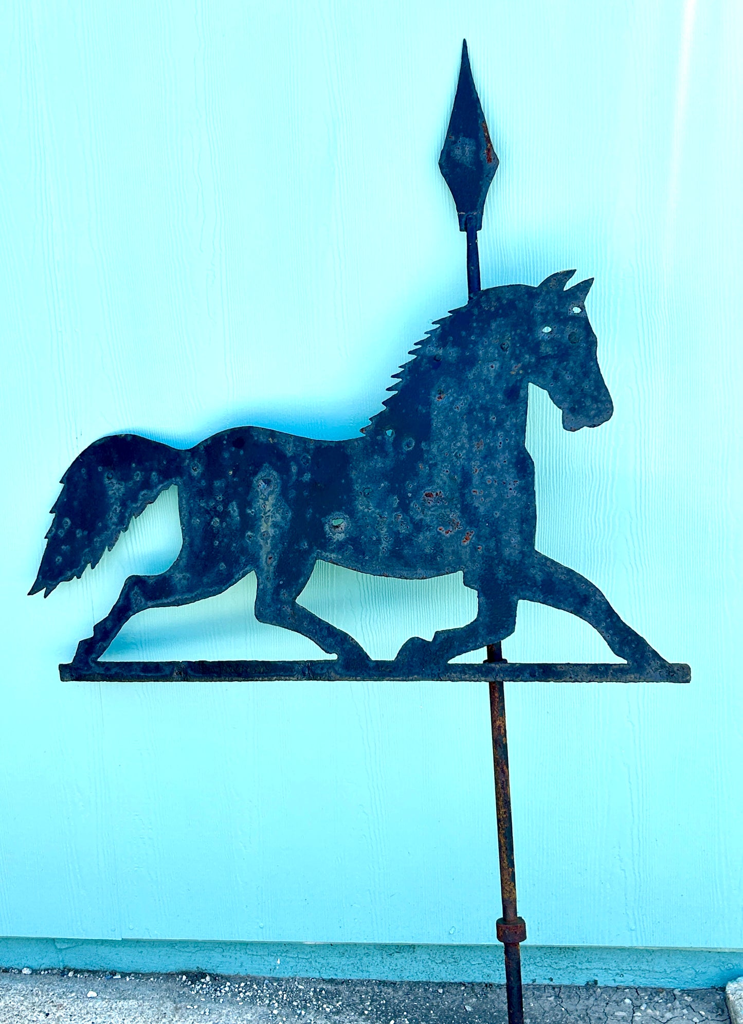EARLY LARGE HAND FORGED WEATHER VANE OF HORSE