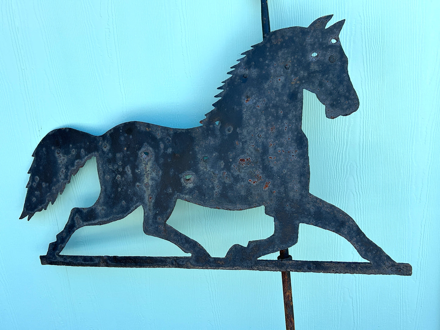 EARLY LARGE HAND FORGED WEATHER VANE OF HORSE