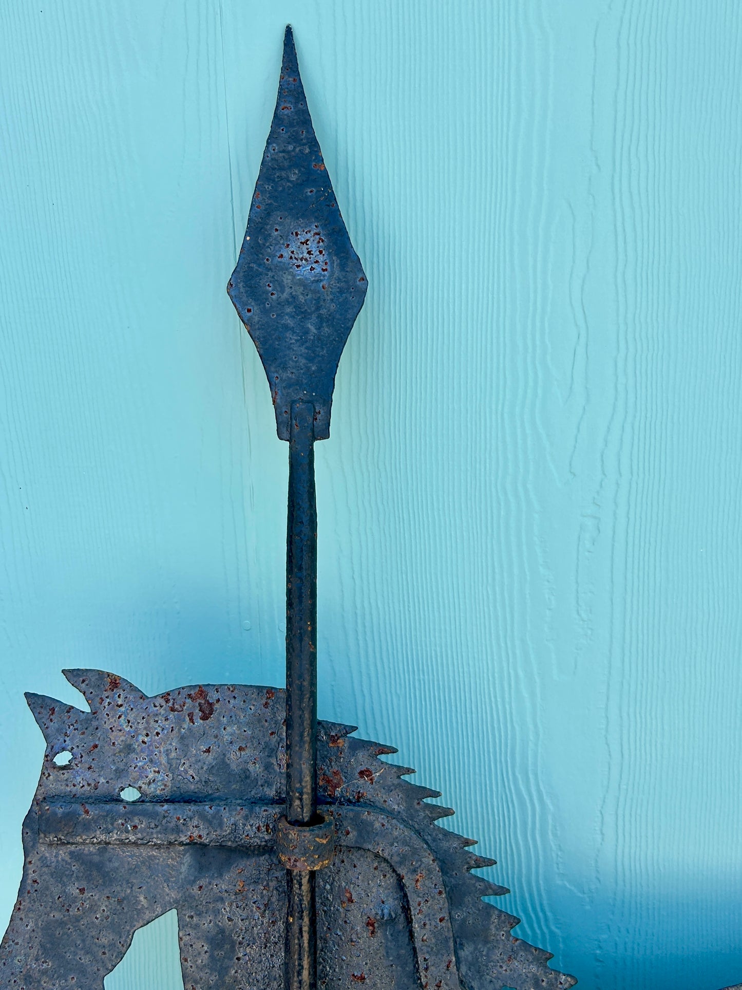 EARLY LARGE HAND FORGED WEATHER VANE OF HORSE