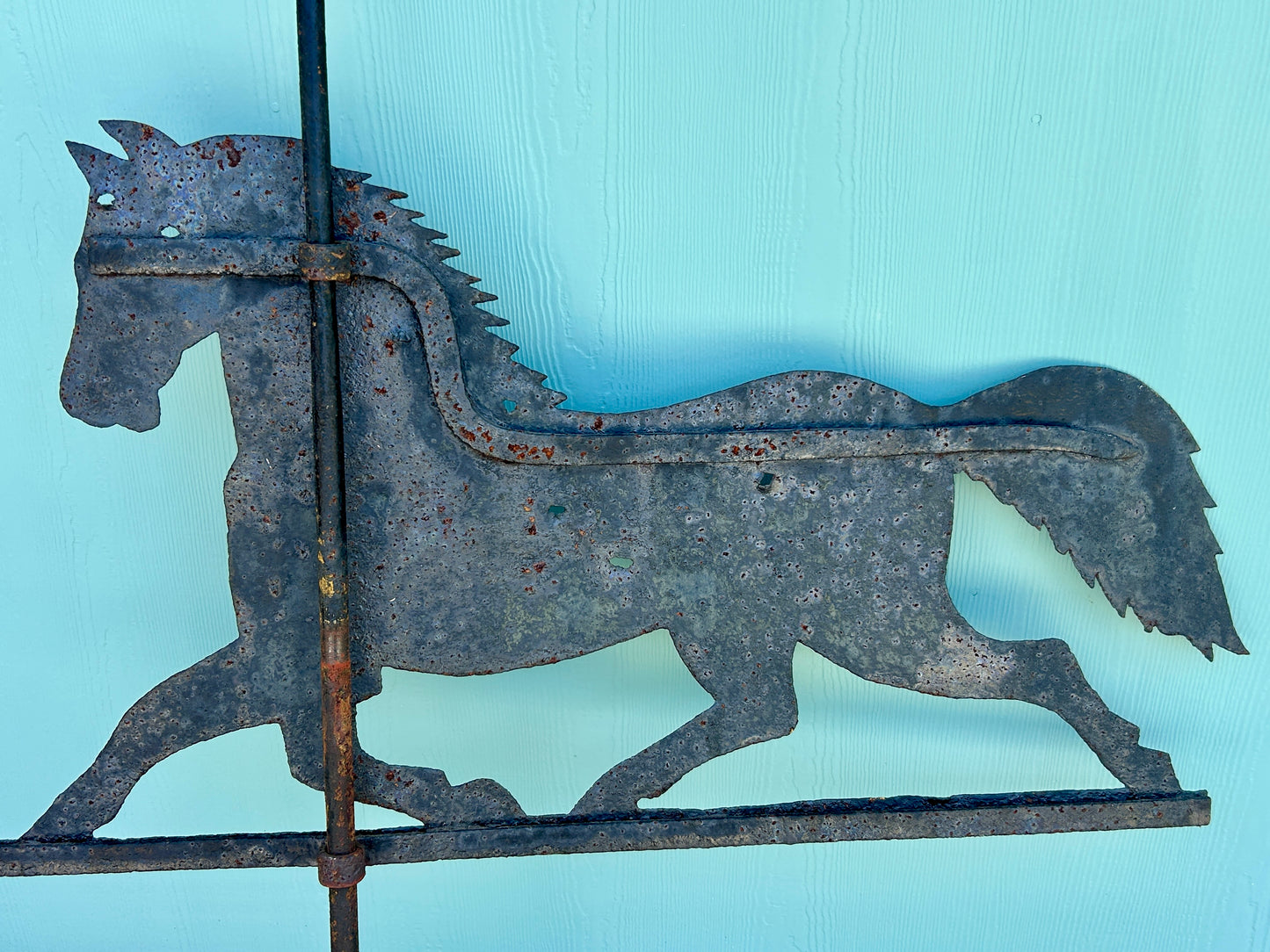 EARLY LARGE HAND FORGED WEATHER VANE OF HORSE