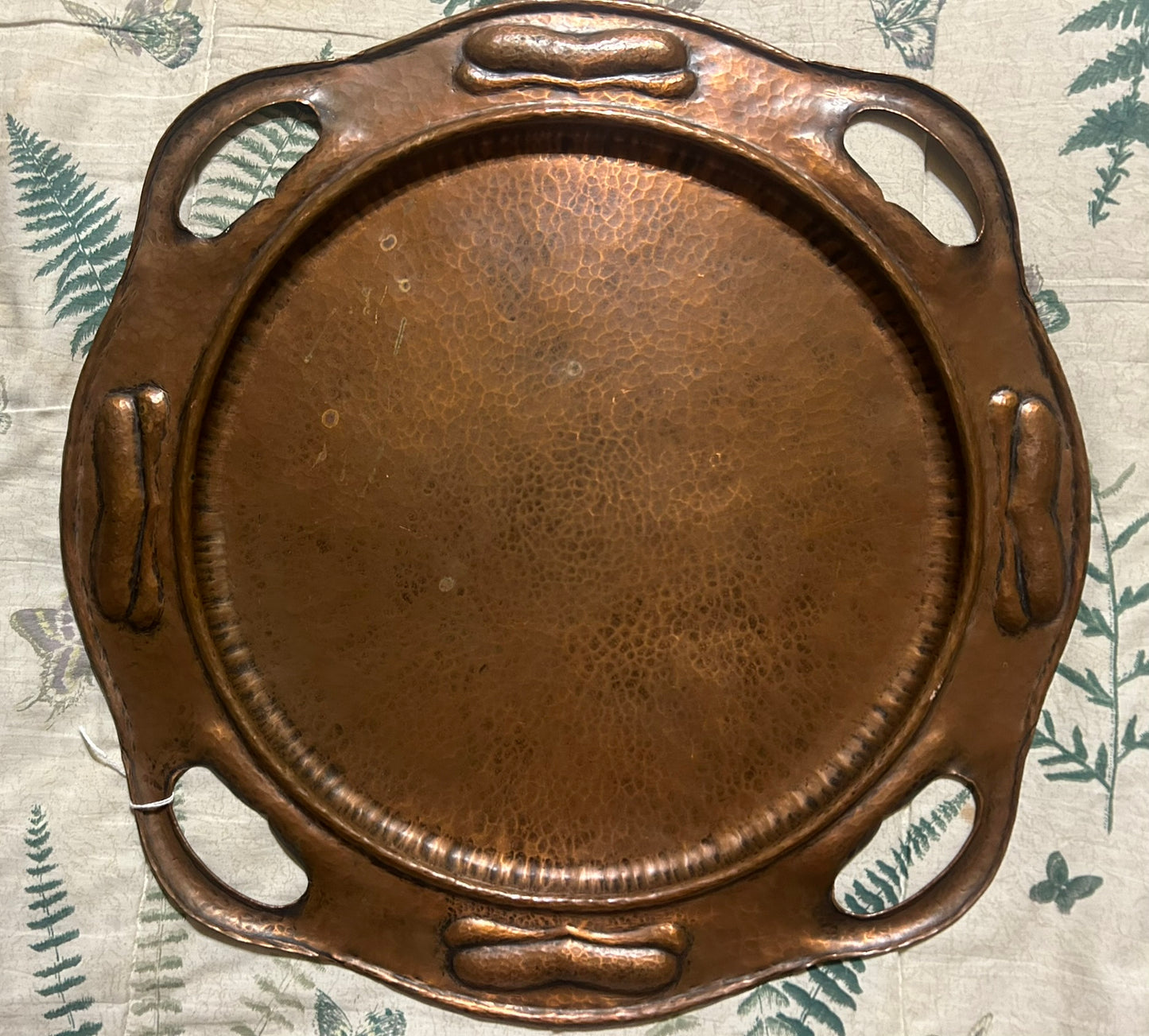 GUSTAV STICKLEY HAND HAMMERED COPPER TRAY WALL PLAQUE