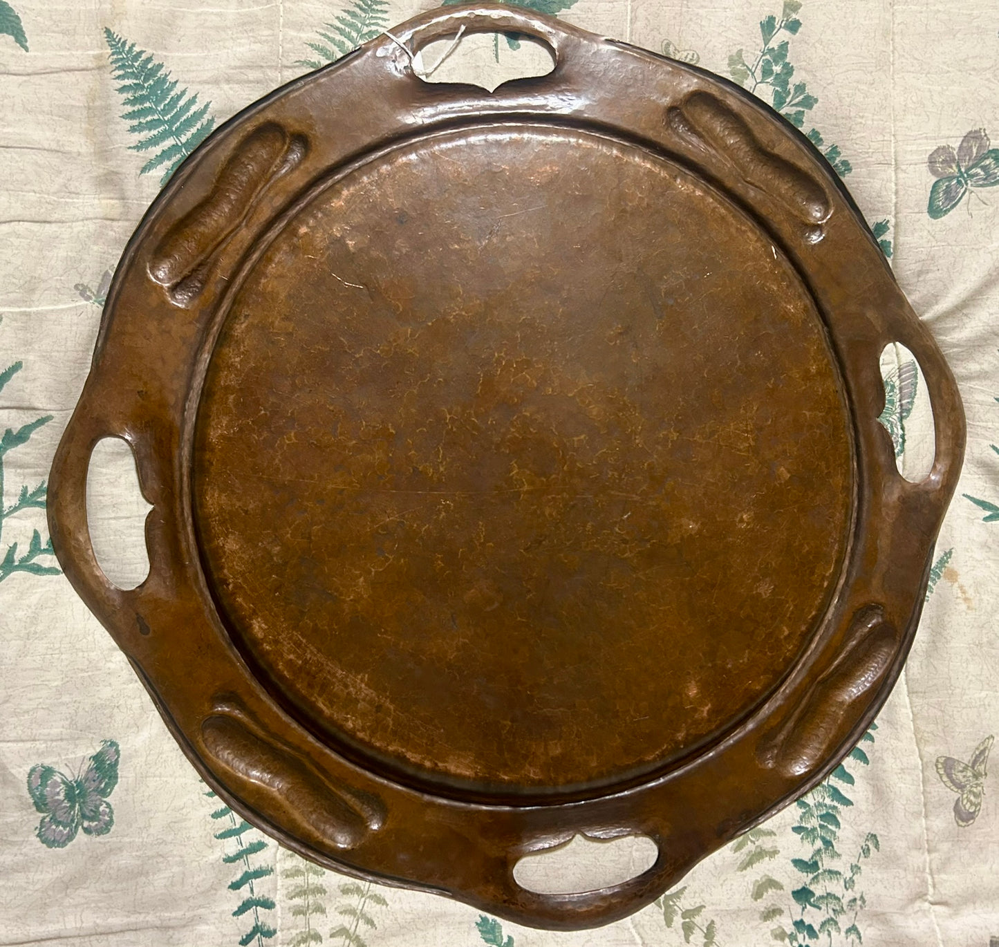 GUSTAV STICKLEY HAND HAMMERED COPPER TRAY WALL PLAQUE