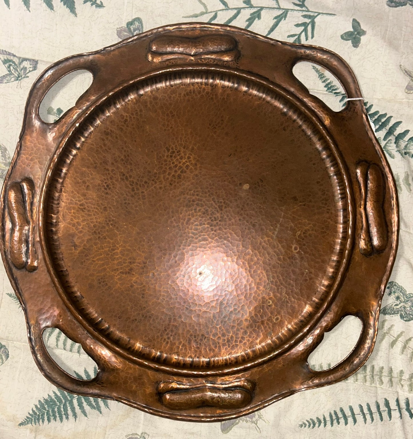 GUSTAV STICKLEY HAND HAMMERED COPPER TRAY WALL PLAQUE