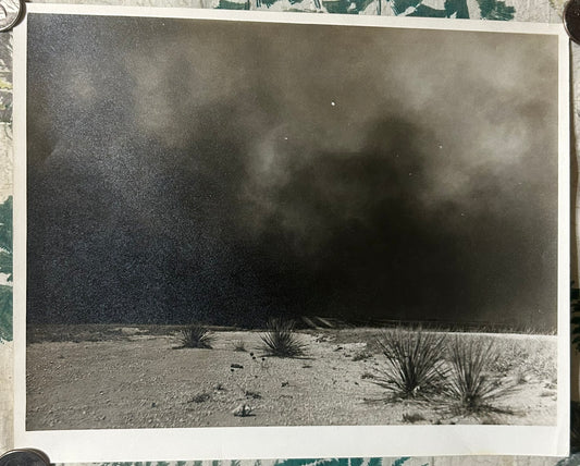 ARTHUR ROTHSTEIN 8" x 10" PHOTOGRAPH OF "HEAVY BLACK CLOUDS OF DUST RISING OVER THE TEXAS PANHANDLE"