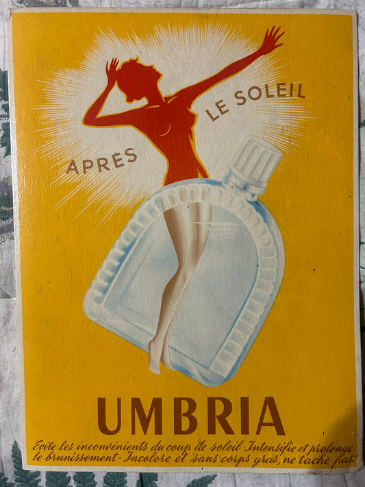 FRENCH UMBRIA SUN TAN CARDBOARD SIGN