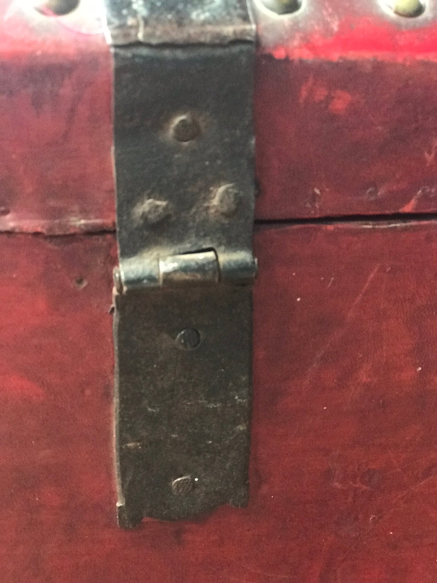 1700'S RED LEATHER TRUNK