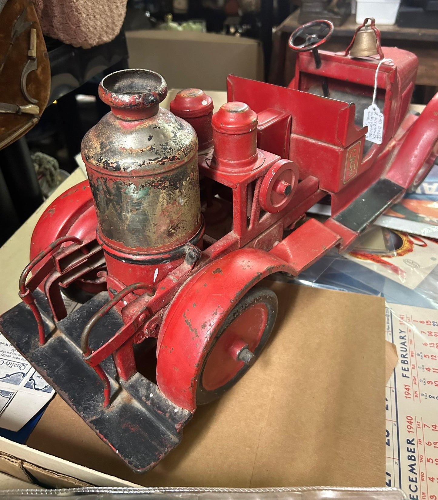 BUDDY L FIRE TRUCK WITH VERTICAL TANK