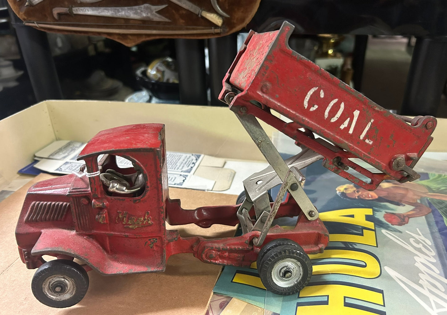 ANTIQUE TOY ARCADE MACK COAL DUMP TRUCK