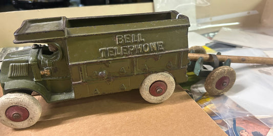 CAST IRON BELL TELEPHONE TOY TRUCK