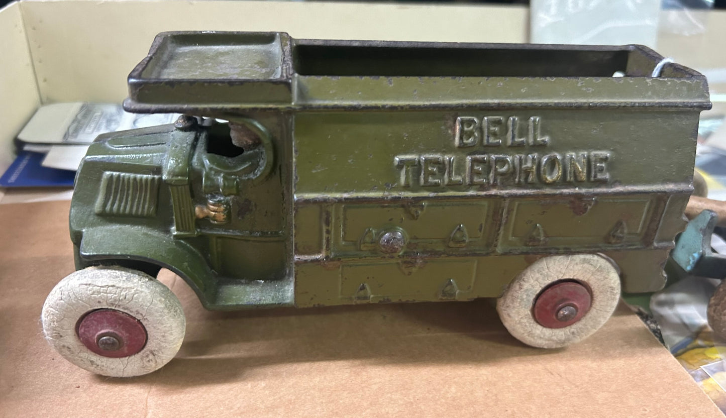 CAST IRON BELL TELEPHONE TOY TRUCK