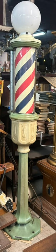 ANTIQUE WIND UP FLOOR MODEL BARBER POLE