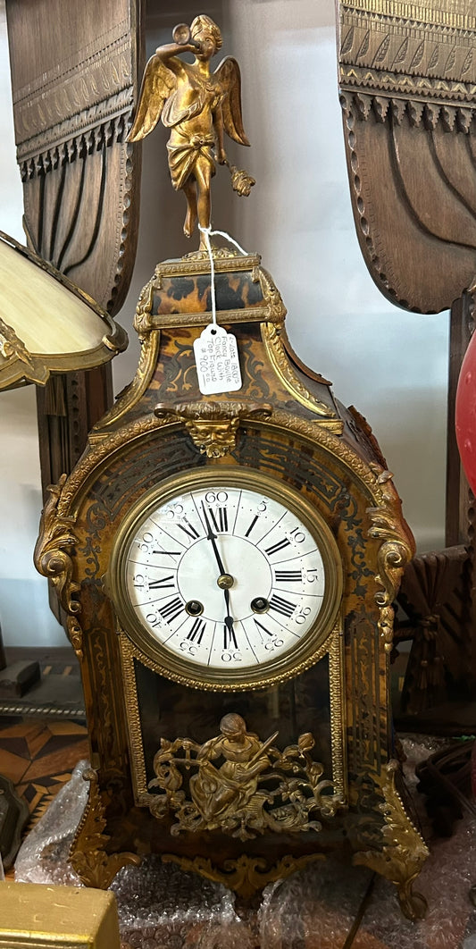 ANTIQUE BOULLE DECORATED LATE 1800'S CLOCK