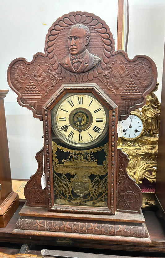 ANTIQUE SPANISH AMERICAN WAR COMMEMORATIVE CLOCK