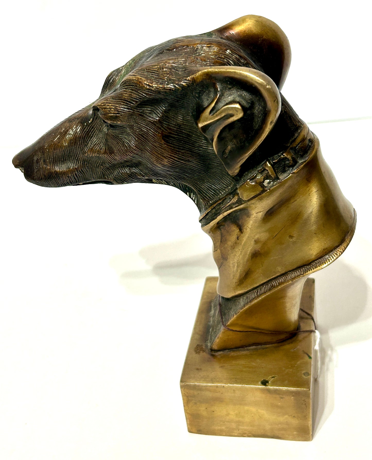 GREYHOUND BRONZE DOG HEAD STATUE