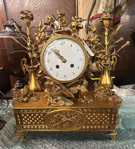 ANTIQUE BRONZE CARTIER THREE PIECE CLOCK SET