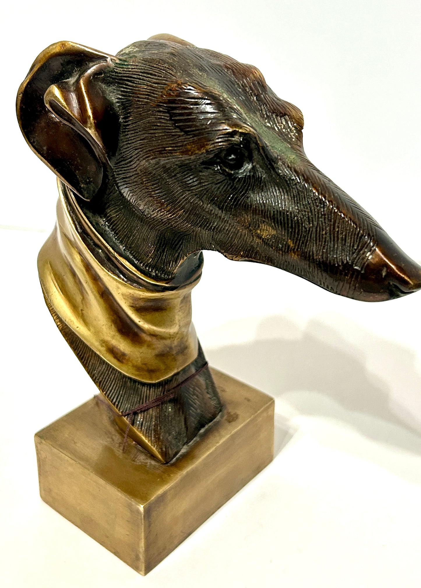 GREYHOUND BRONZE DOG HEAD STATUE