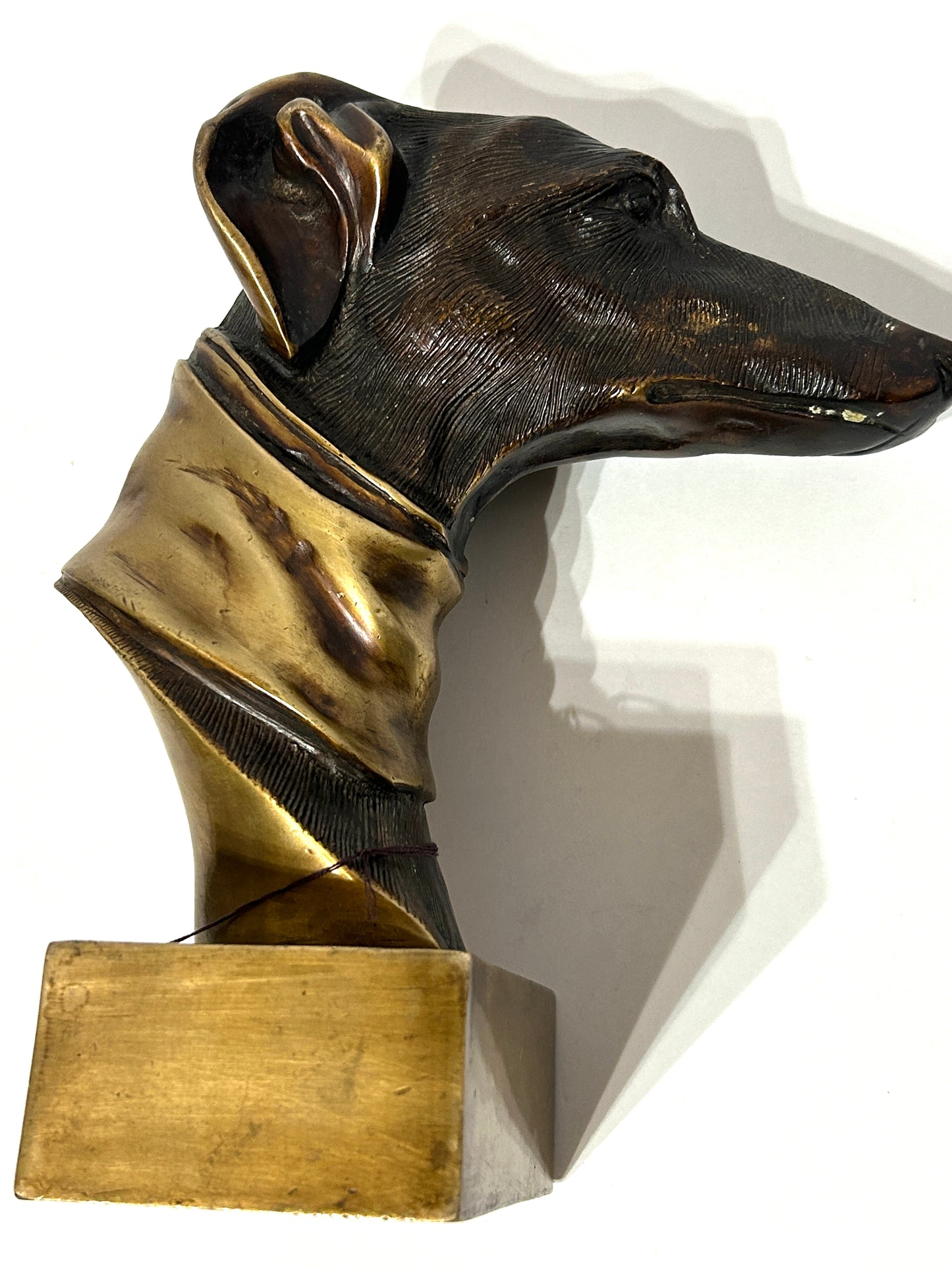 GREYHOUND BRONZE DOG HEAD STATUE