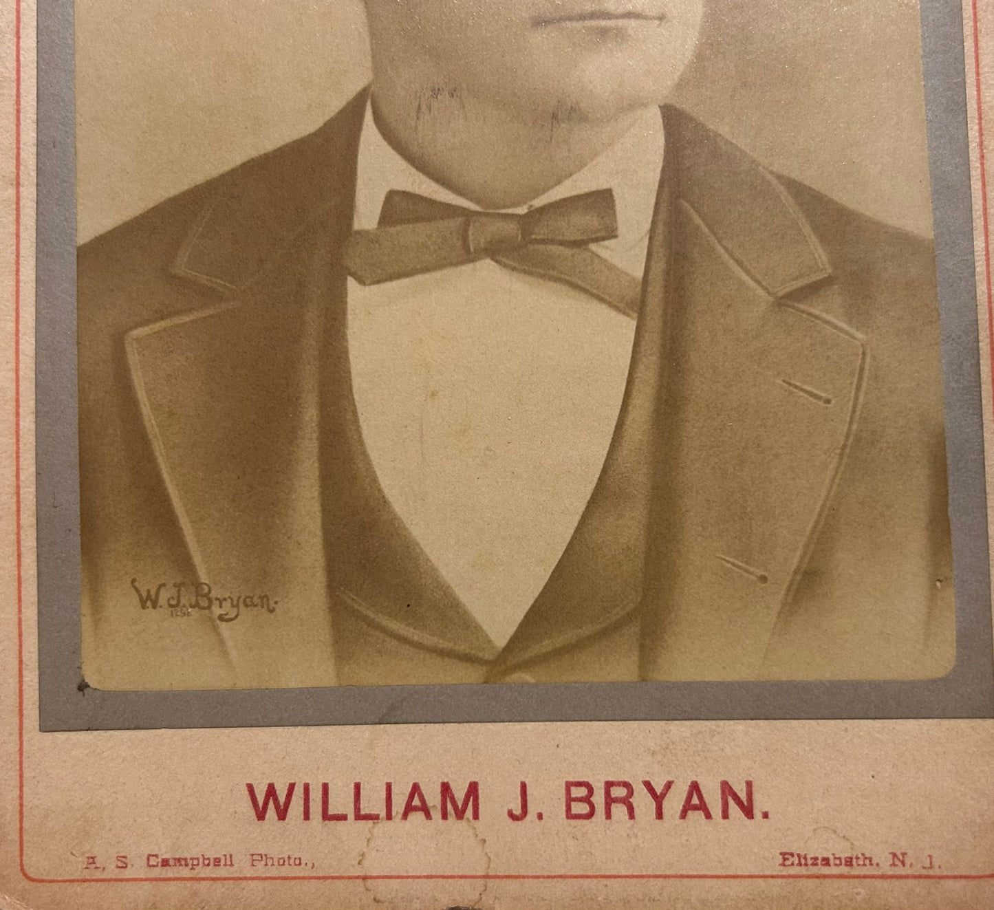 WILLIAM JENNINGS BRYAN ANTIQUE PHOTO