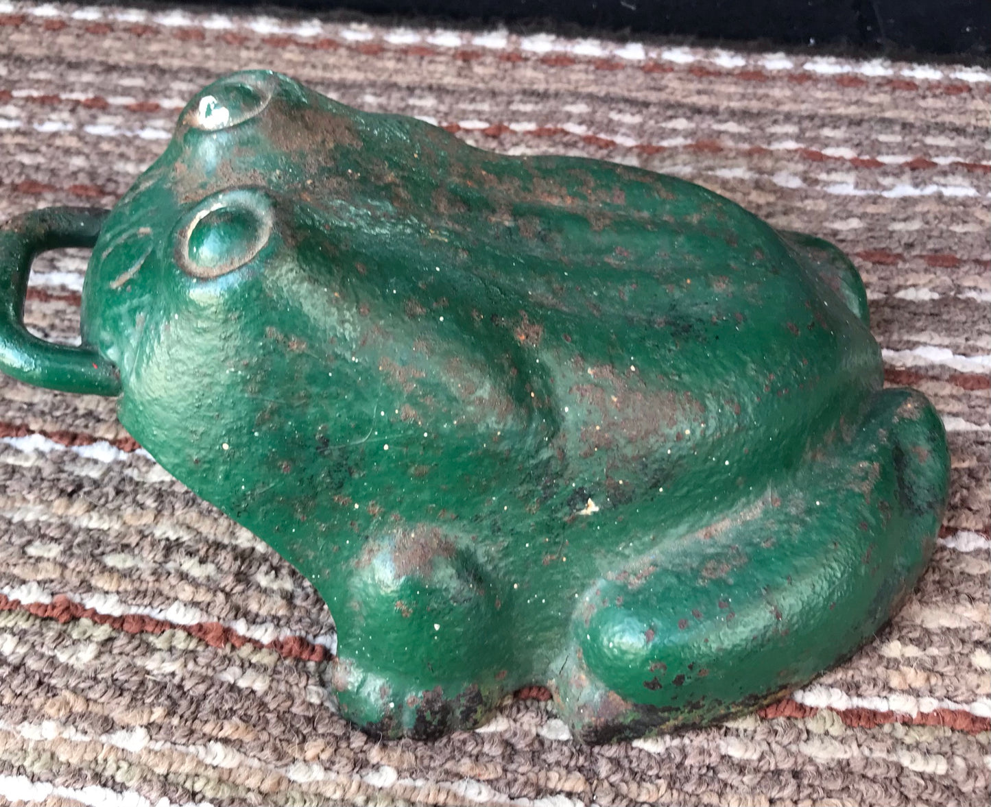 ANTIQUE IRON LARGE FIGURAL FROG HORSE TEAM DROP WEIGHT