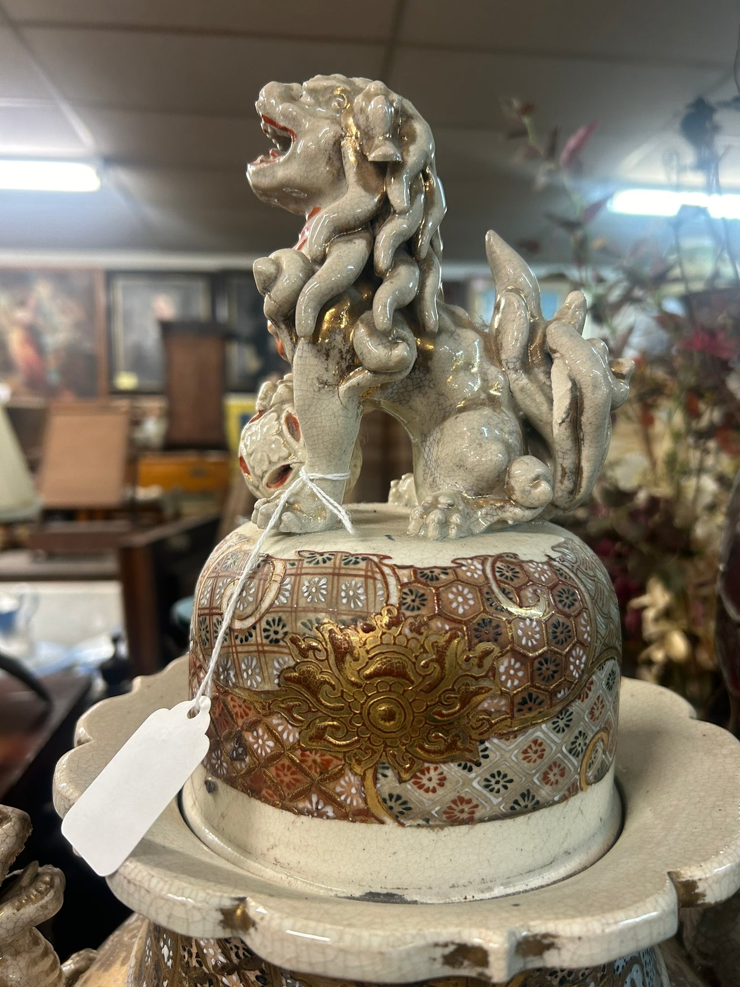 ANTIQUE TALL SATSUMA URN