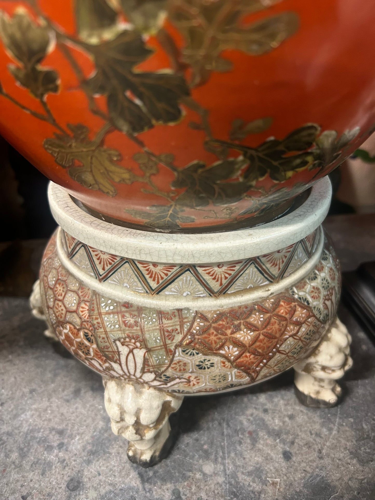 ANTIQUE TALL SATSUMA URN