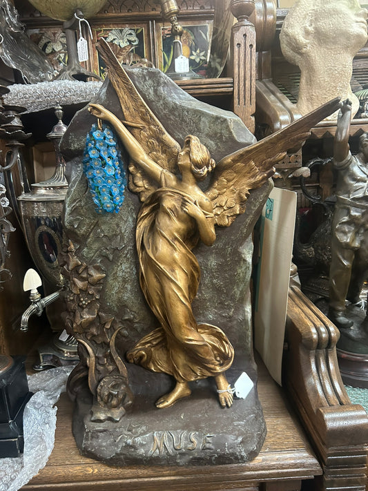 ANTIQUE LARGE "MUSE" FIGURAL LAMP