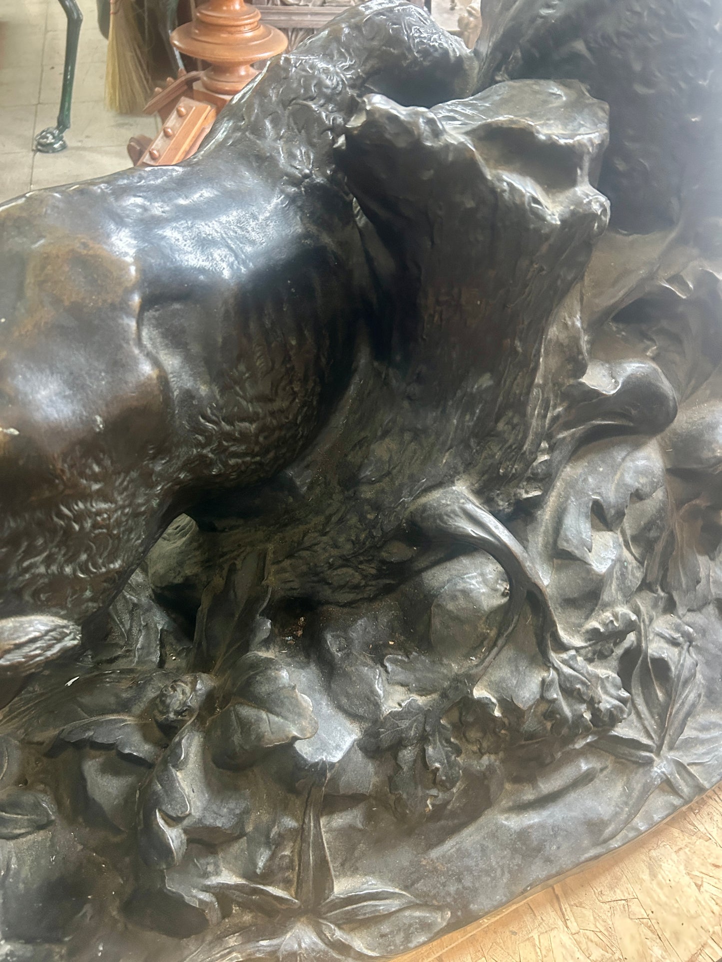 FIGHTING BULLS MONUMENTAL BRONZE JEAN BAPTISTE CLESINGER SCULPTURE.