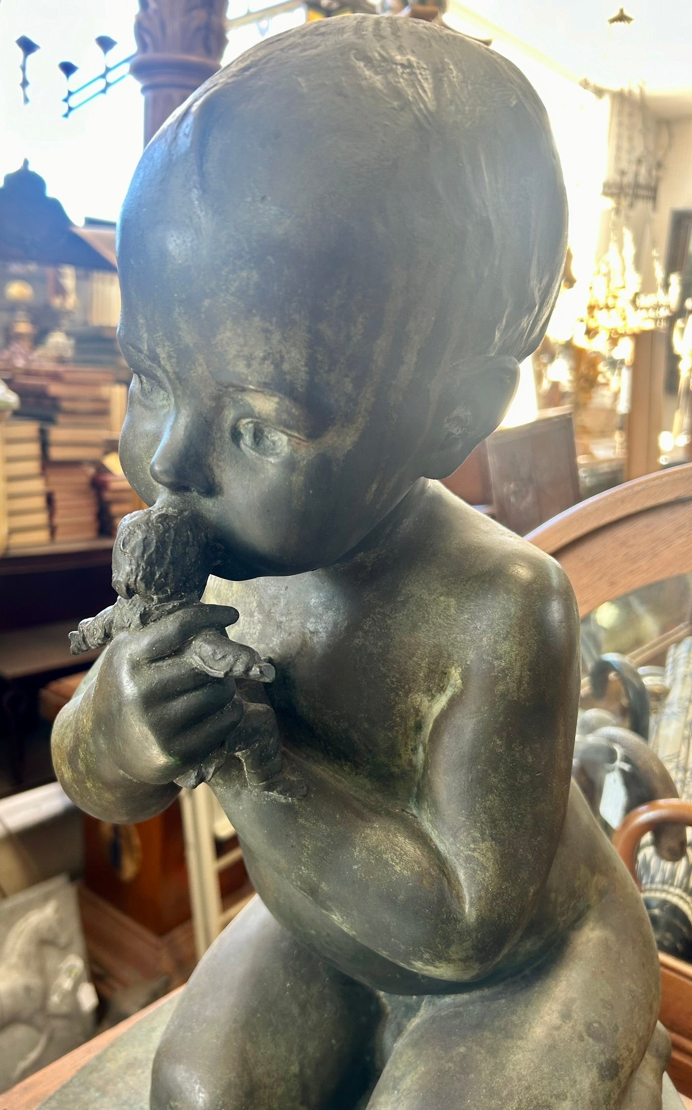 Edward Berge bronze figural sundial