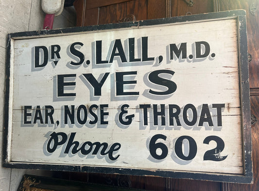 ANTIQUE DR. S. LALL WOODEN SIGN