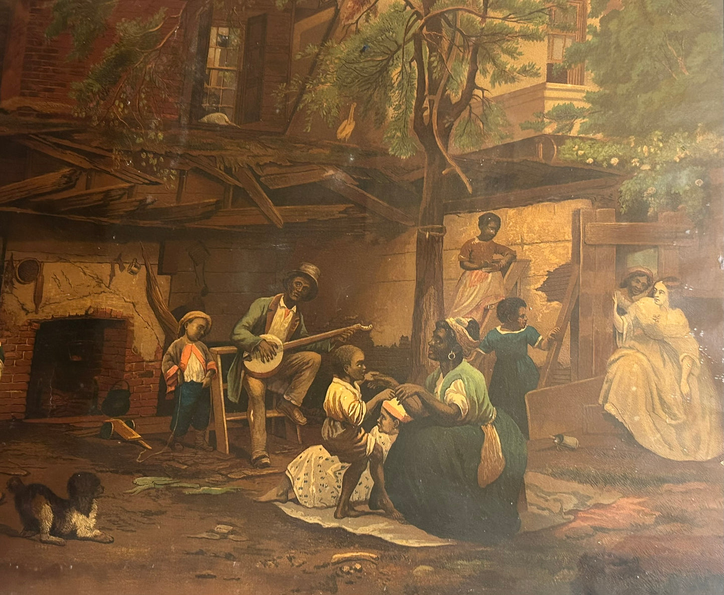 ANTIQUE CHROMO LITHO FROM EASTMAN JOHNSON PAINTING OF BLACK AMERICANS "THE OLD KENTUCKY HOME"