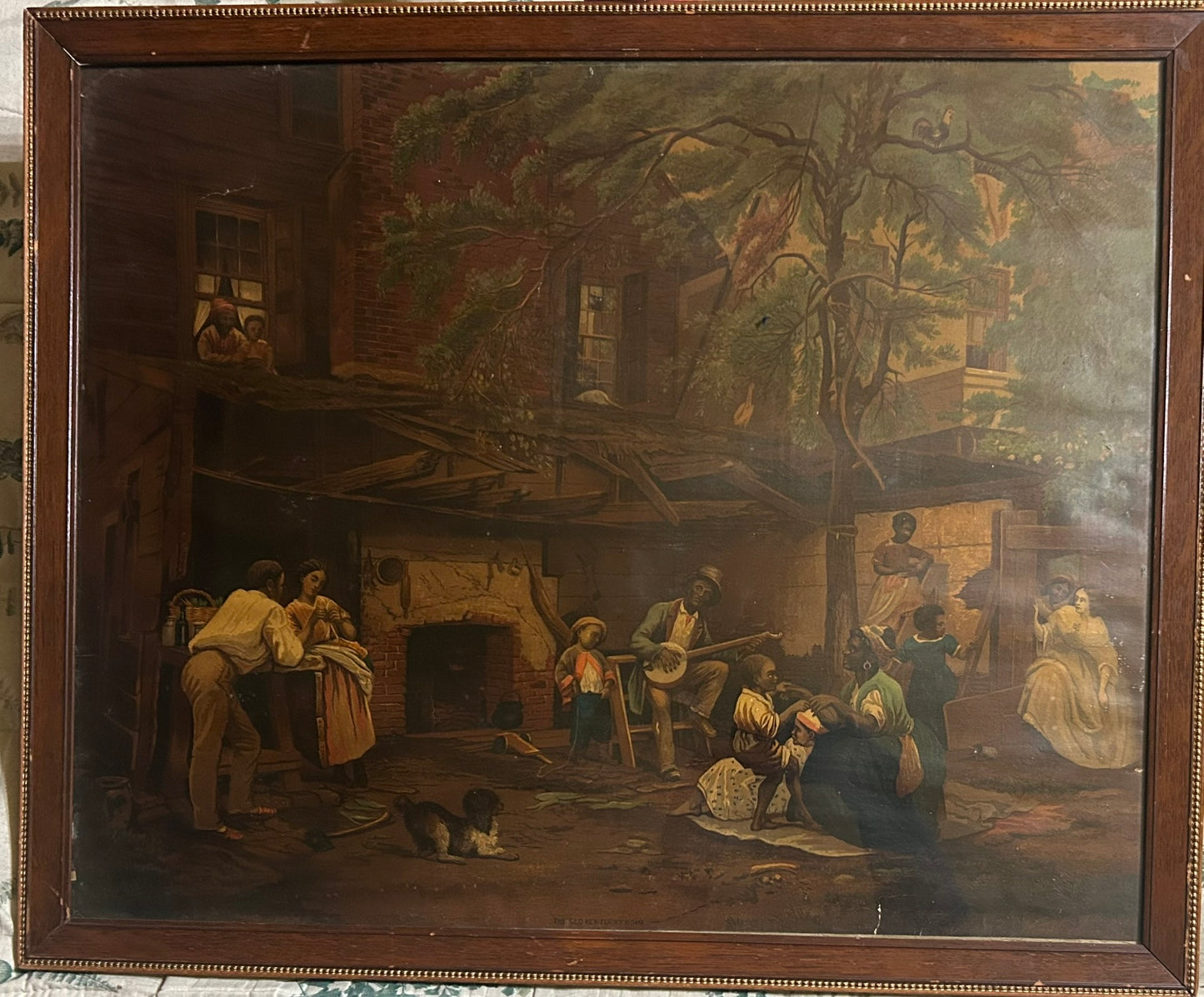 ANTIQUE CHROMO LITHO FROM EASTMAN JOHNSON PAINTING OF BLACK AMERICANS "THE OLD KENTUCKY HOME"