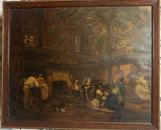 ANTIQUE CHROMO LITHO FROM EASTMAN JOHNSON PAINTING OF BLACK AMERICANS "THE OLD KENTUCKY HOME"