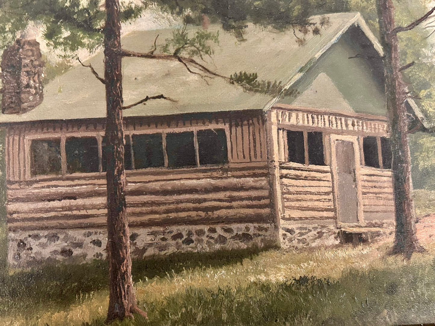 HENRY HOWARD BAGG NEBRASKA & CALIFORNIA ARTIST 1852-1928 CABIN SCENE PAINTING