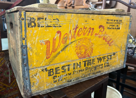 RARE IOWA WESTERN BREU BEER WOODEN CRATE