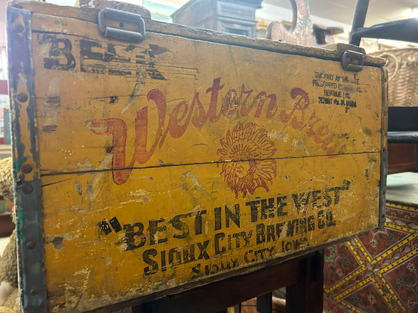 RARE IOWA WESTERN BREU BEER WOODEN CRATE