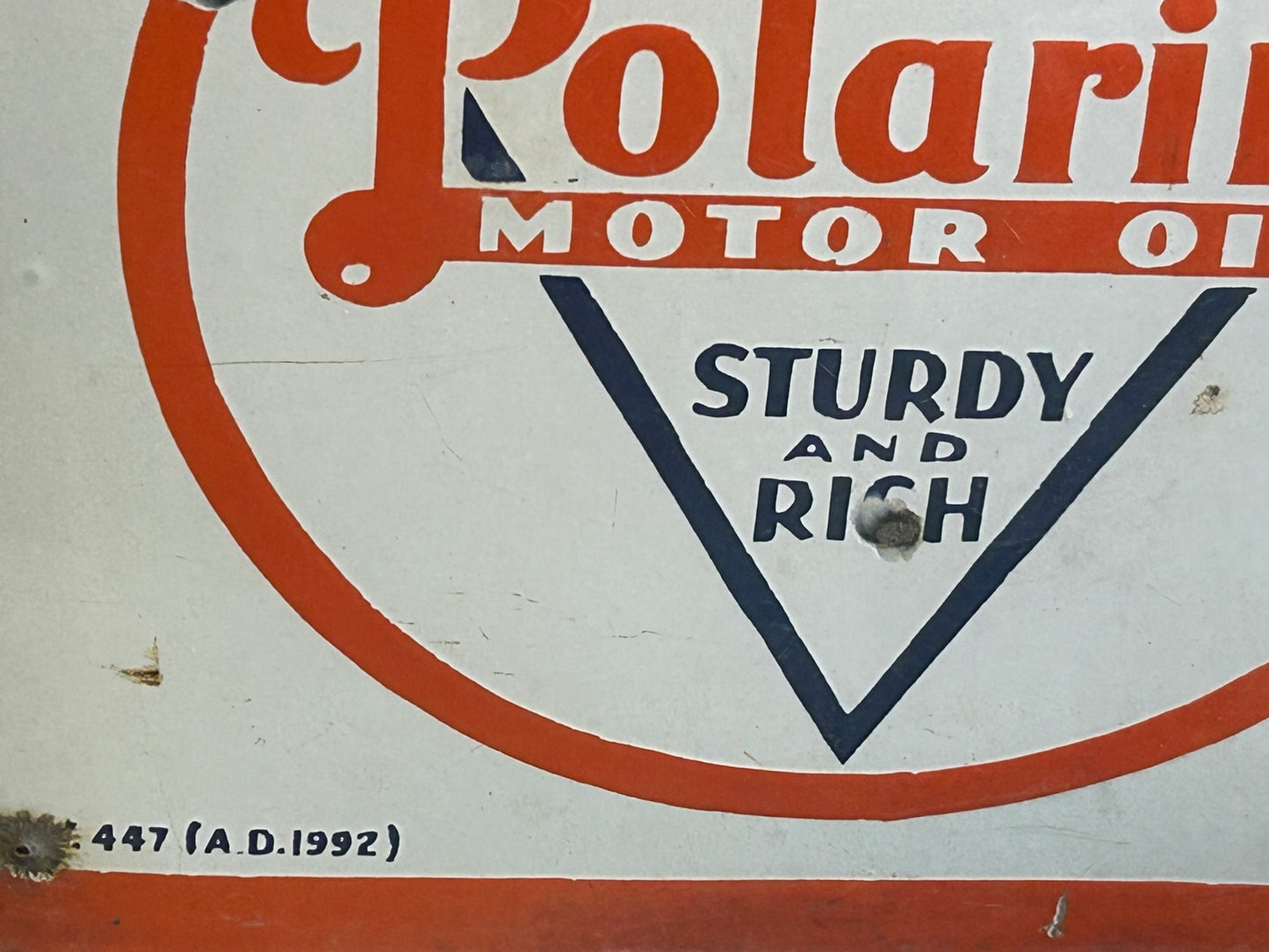 PORCELAIN ENAMEL STANDARD OIL POLARINE CRANK CASE SERVICE SIGN