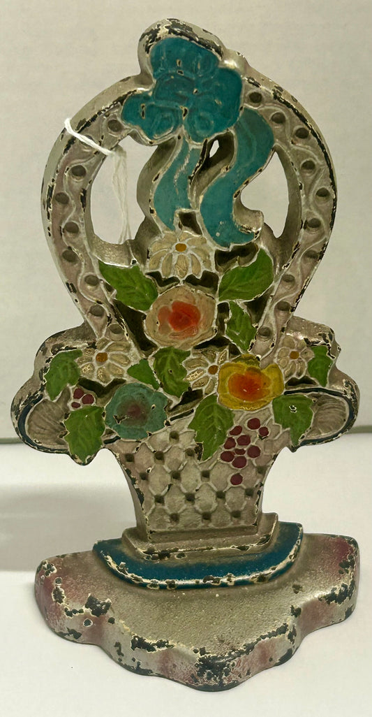 CAST IRON DOORSTOP DECO FLOWER BASKET