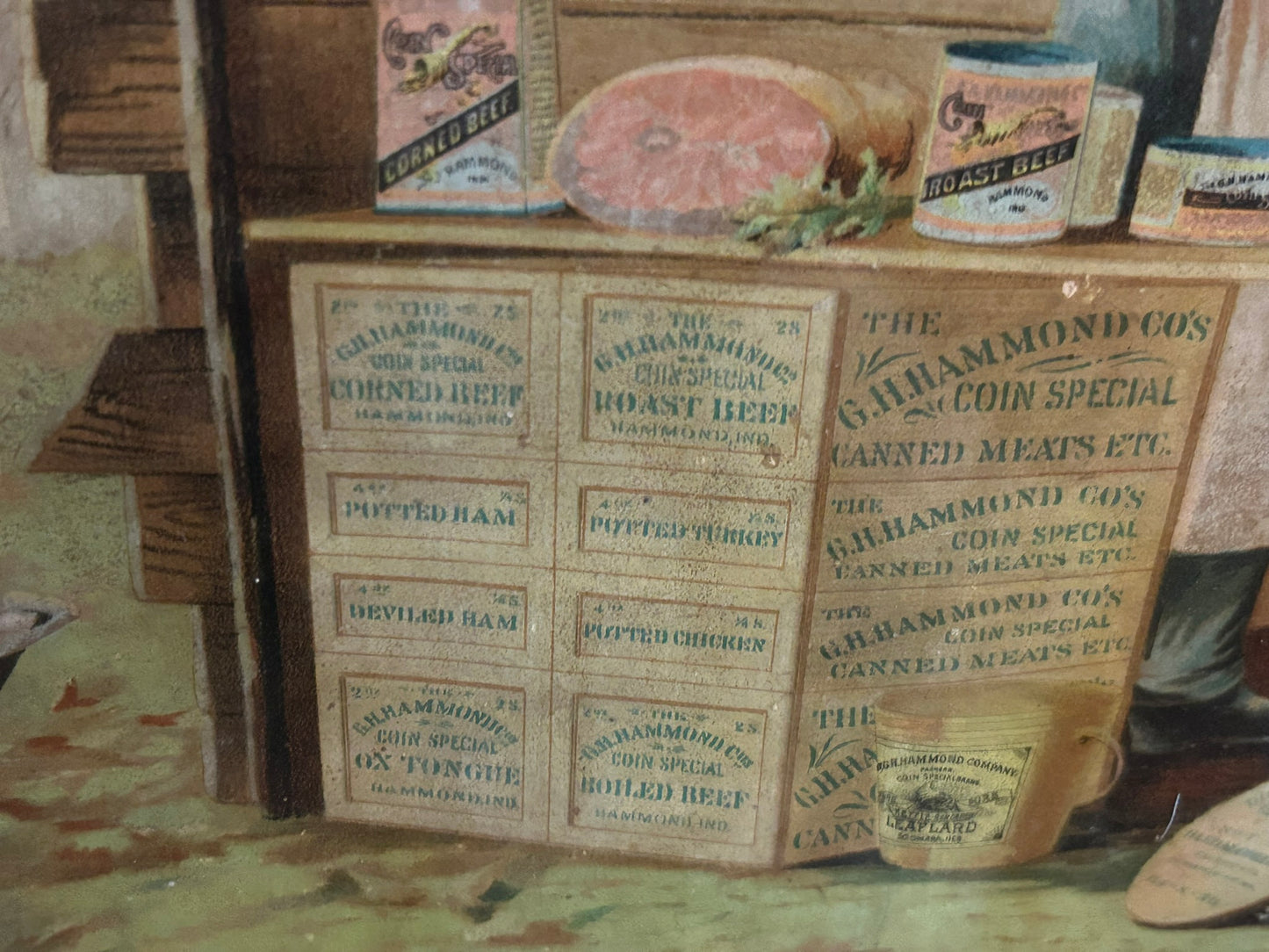 ANTIQUE HAMMONDS CANNED MEAT ADVERTISING SIGN