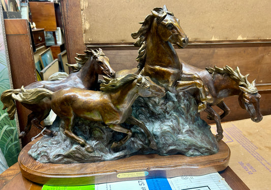 MARIANNE CAROSELLI BRONZE SCULPTURE OF HORSES RUNNING