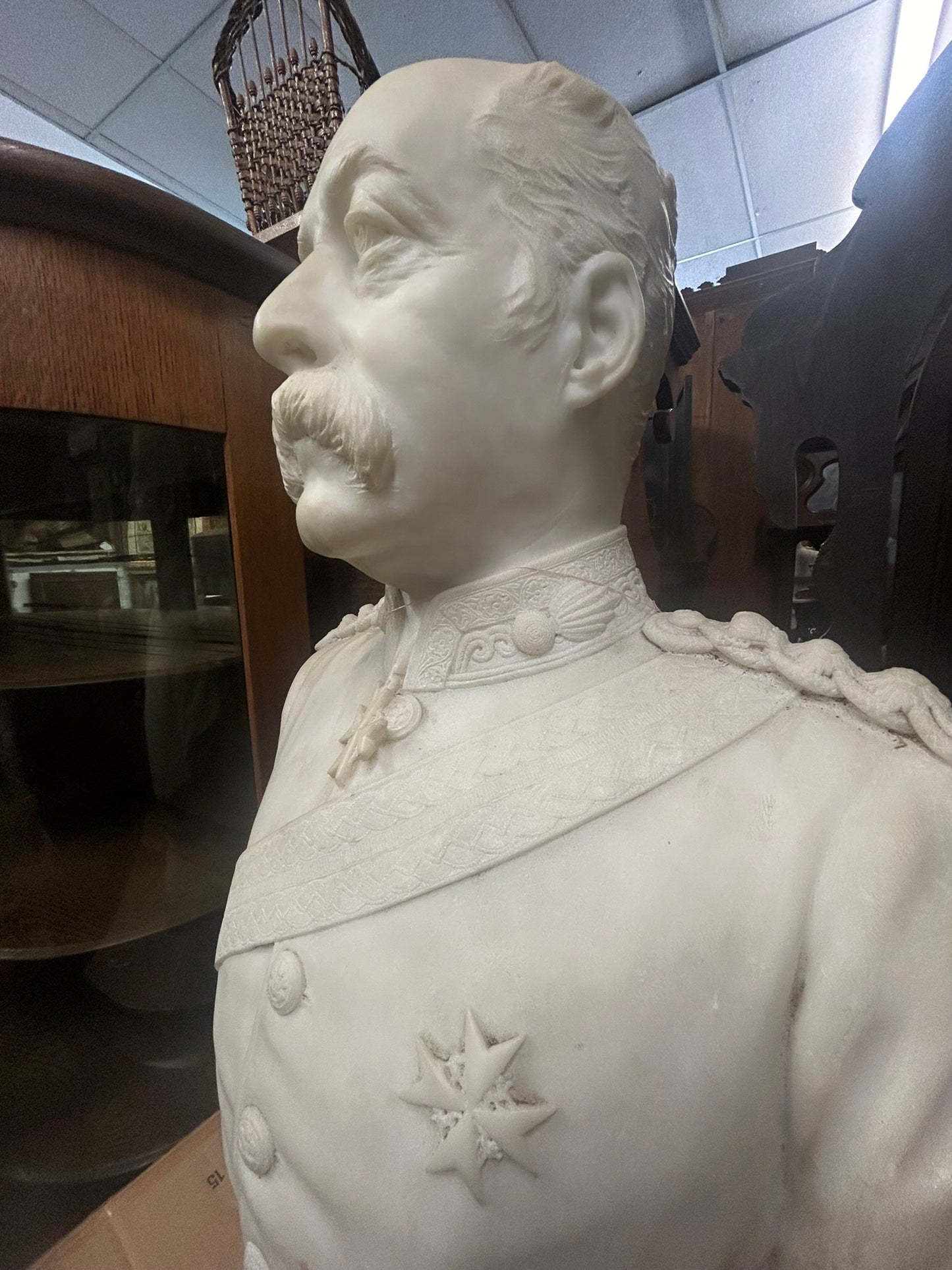 MARBLE BUST BY RUSSIAN ARTIST LEOPOLD BERNARD BERNSTAMM