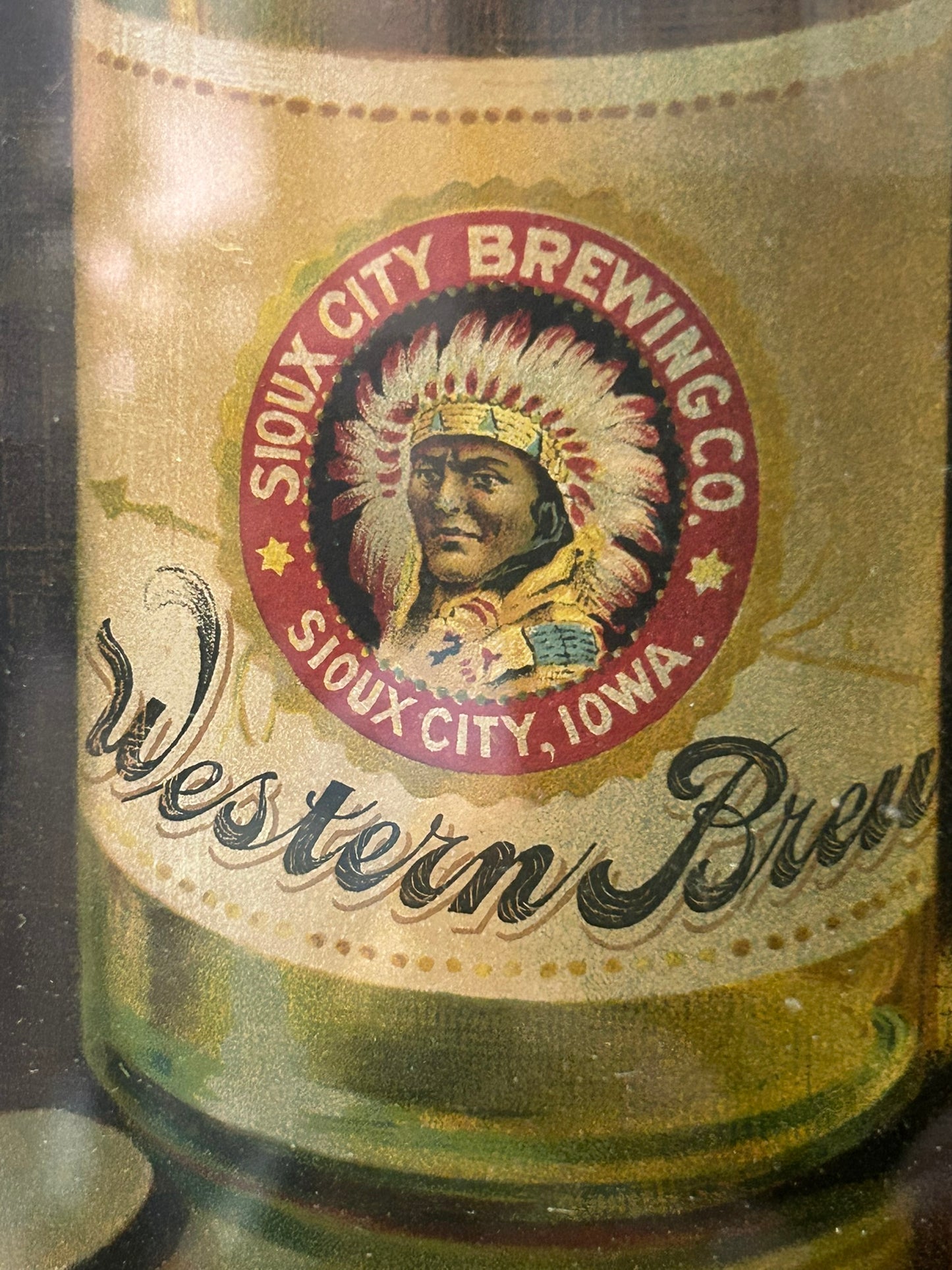 WESTERN BREW ANTIQUE IOWA BEER ADVERTISING SIGN