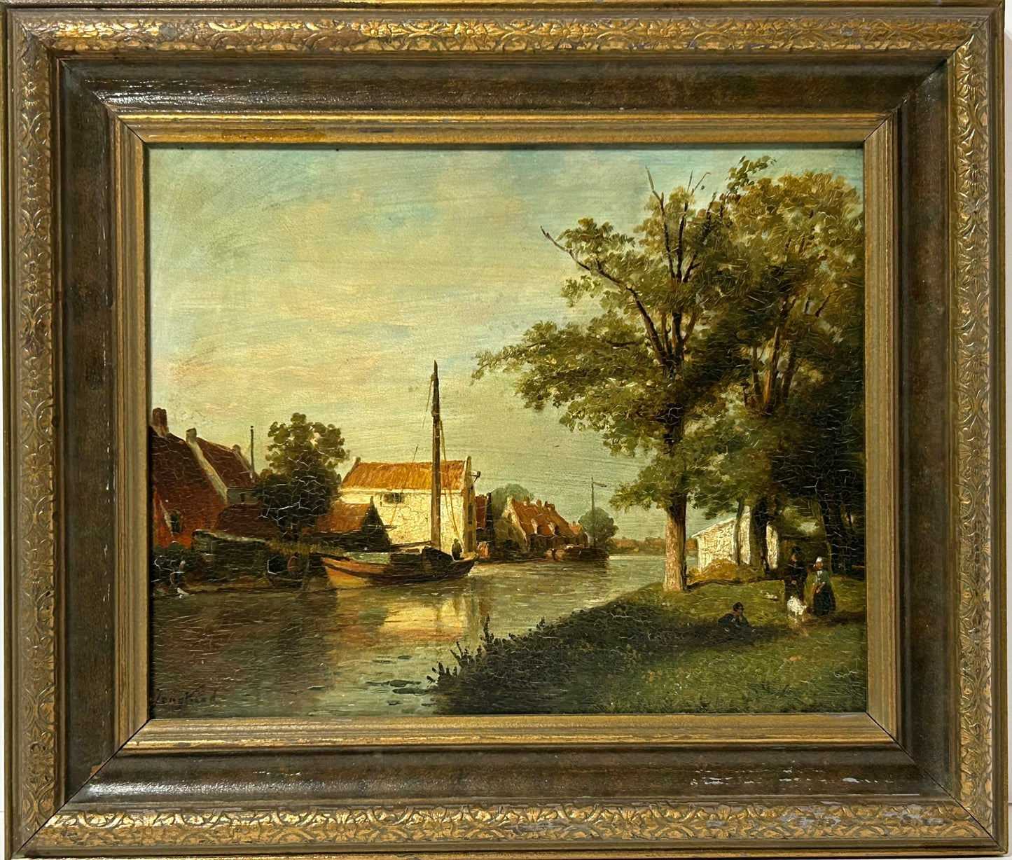 JOHAN BARTHOLD JONGKIND 1819-1891 PAINTING CANAL SCENE.  CALL FOR PRICE INFO