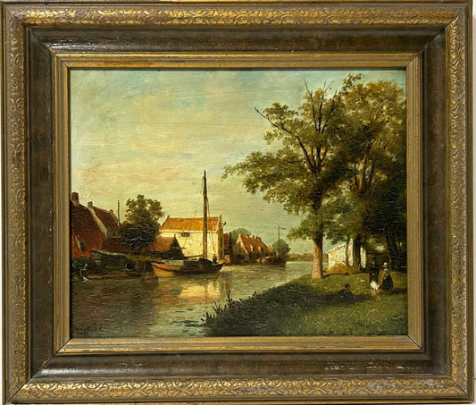 JOHAN BARTHOLD JONGKIND 1819-1891 PAINTING CANAL SCENE.  CALL FOR PRICE INFO