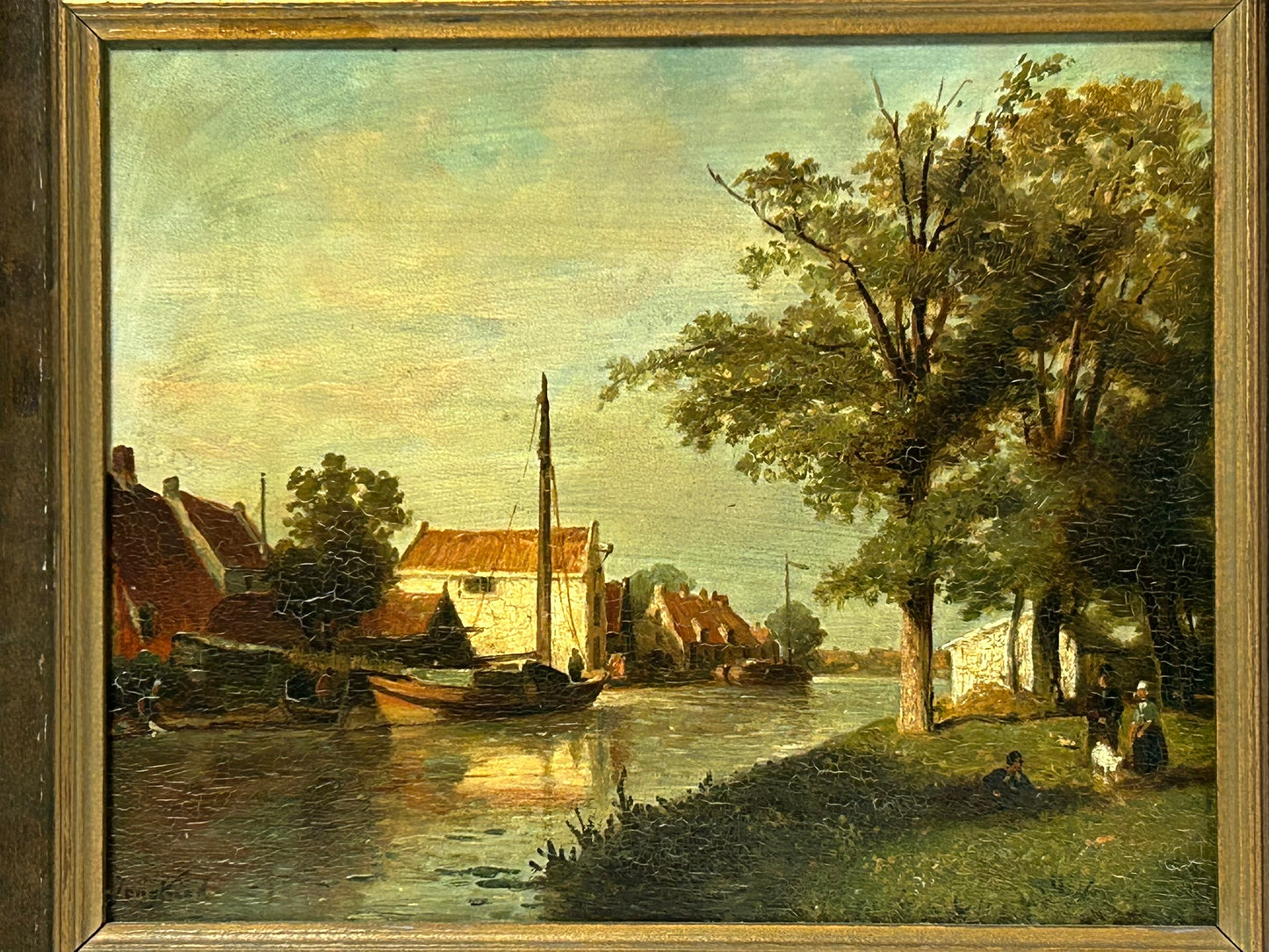 JOHAN BARTHOLD JONGKIND 1819-1891 PAINTING CANAL SCENE.  CALL FOR PRICE INFO