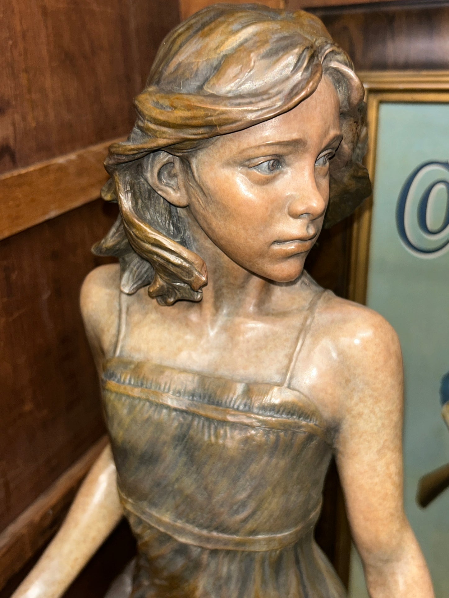 ANGELA MIA DE LA VEGA BRONZE SCULPTURE "PIVOTAL MOMENT" YOUNG GIRL
