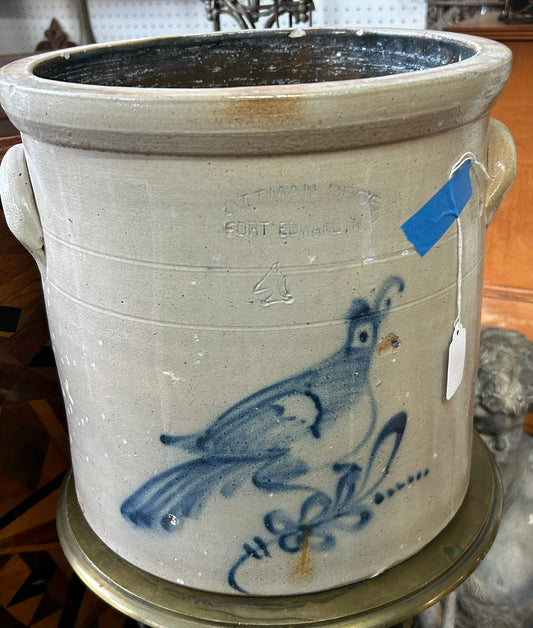 OTTMAN BROS. FORT EDWARD, NEW YORK BIRD DESIGN CROCK